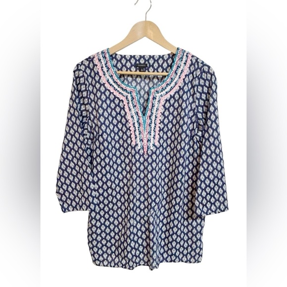 Talbots Embroidered Tunic Medallion Foulard Size M - Picture 2 of 9